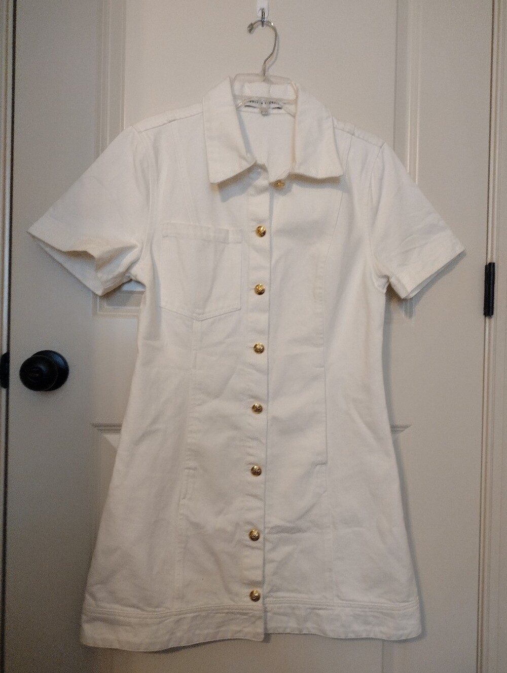 English Factory White Classic Denim Mini Dress Size Medium - Picture 4 of 7